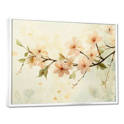 Fleur de cerisier, art mural neutre, toile florale terreuse, Badgery