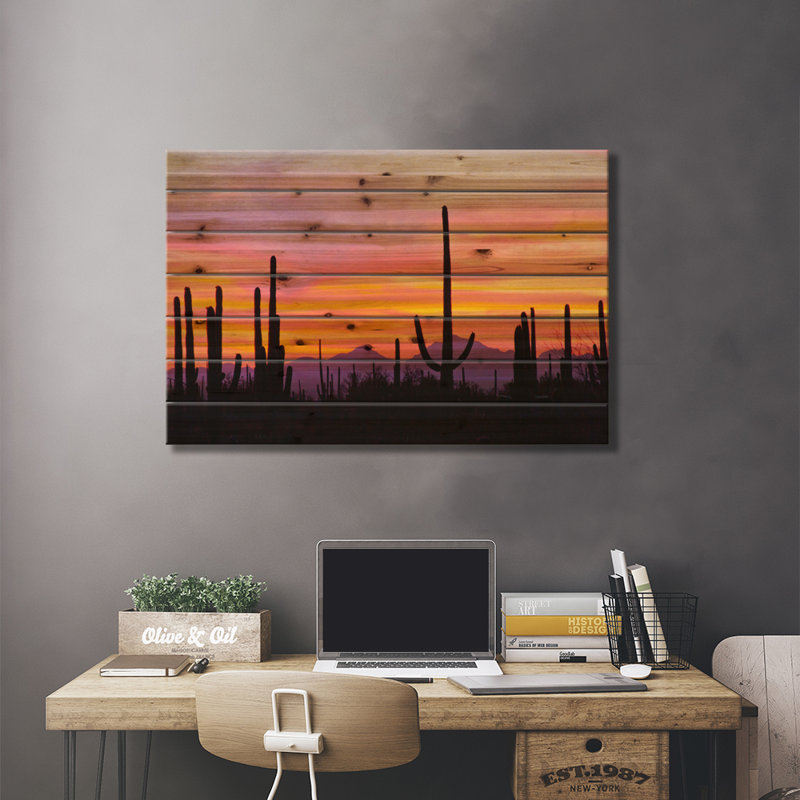 Cactus Saguaro au coucher du soleil I, parc national de Saguaro, désert de Sonora, Arizona, États-Unis