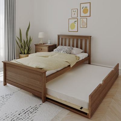 Lit plateforme simple en bois massif avec lit gigogne Boling