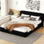 Grand lit tapissier, noir - Conception avant-gardiste pour la construction de lit de chambre à coucher avec lattes de matelas-121098437
