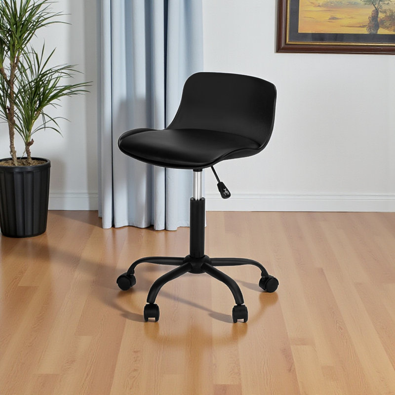 Chaise de bureau en polyester à hauteur ajustable Anjou, noire H 25,29 po x l 18,2 po x P 18,2 po