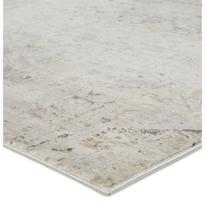 Tapis oriental gris / beige en polypropylène tissé à la machine Rectangle Toilon, Rectangle 5 pi 11 po x 8 pi 11 po