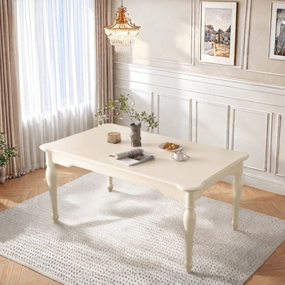 Cream Style White Cherry Wood Dining Table