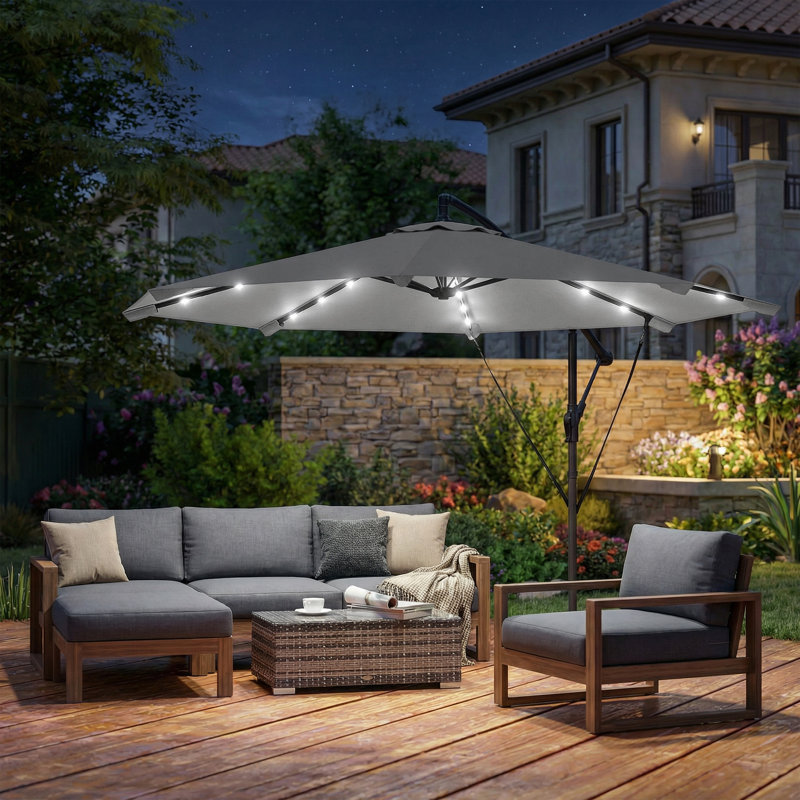 295cm Cantilever Parasol, Light Grey
