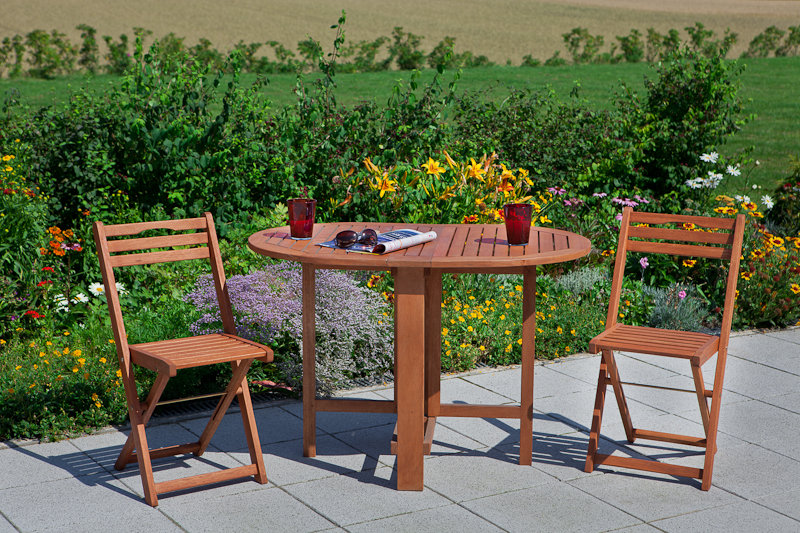 Adalmiina 2 - Person Wood Patio Dining Set with Oval Table