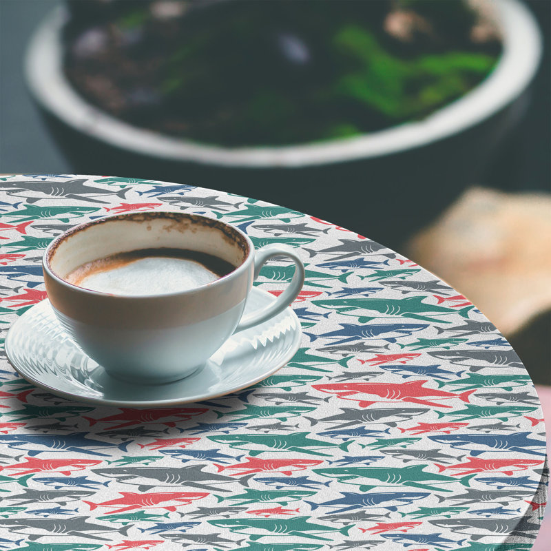 Bungalow Rose Fish Fitted Round Tablecloth Multicolor