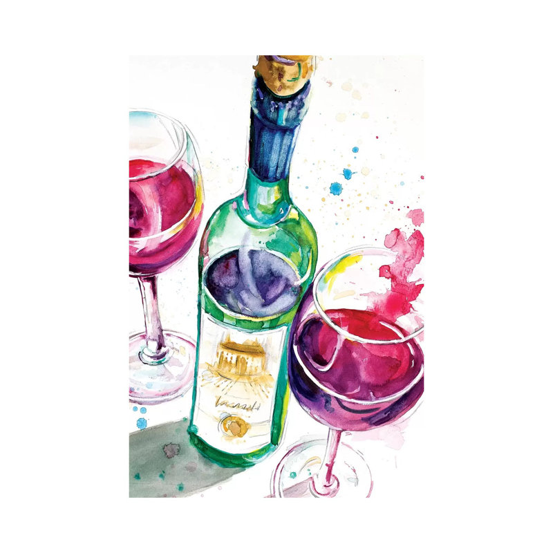 «Red and White Wine I» par Patricia Pinto - reproduction d'art, H 26 po x l 18 po x P 1,5 po, Toile tendue, Pas de tapis