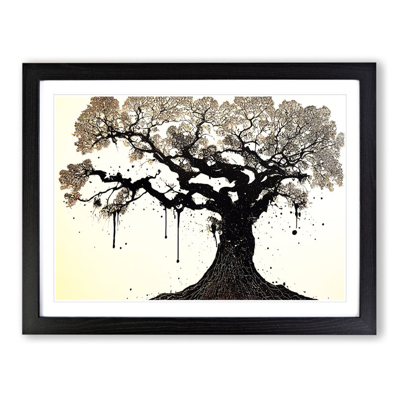 Beautiful Oak Tree - Single Picture Frame Print, 46cm H x 64cm W x 2cm D, Black Framed