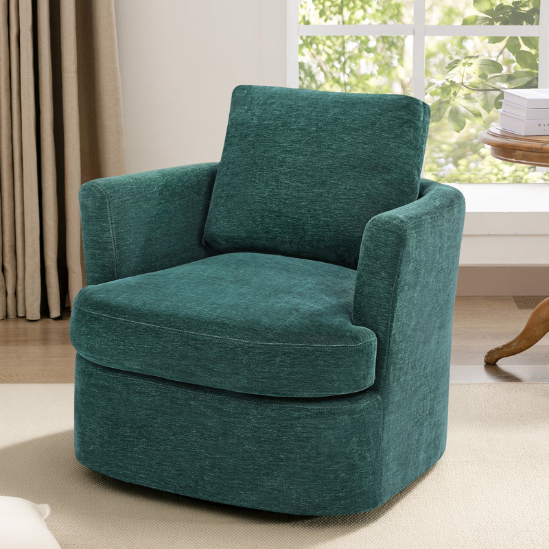 Jocqueline 32.3'' Wide Swivel Barrel Chair, Green