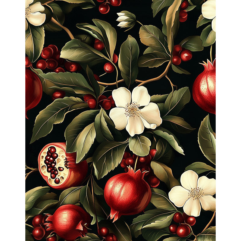 Papier peint luxuriant Pomegranate & Blossoms