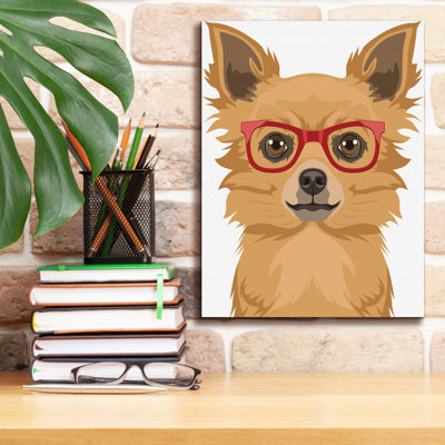 Long Haired Chihuahua Wearing Hipster Glasses  by Furbaby Affiliates
