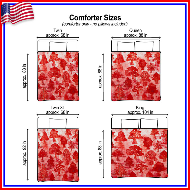 Red Christmas Trees Comforter, King