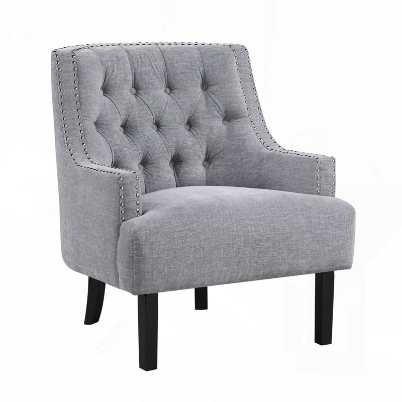 Upholstered Wingback Chair, Gray Fabric