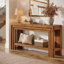 Console en bois massif avec tablette, canapé d'entrée de 63 po, brun