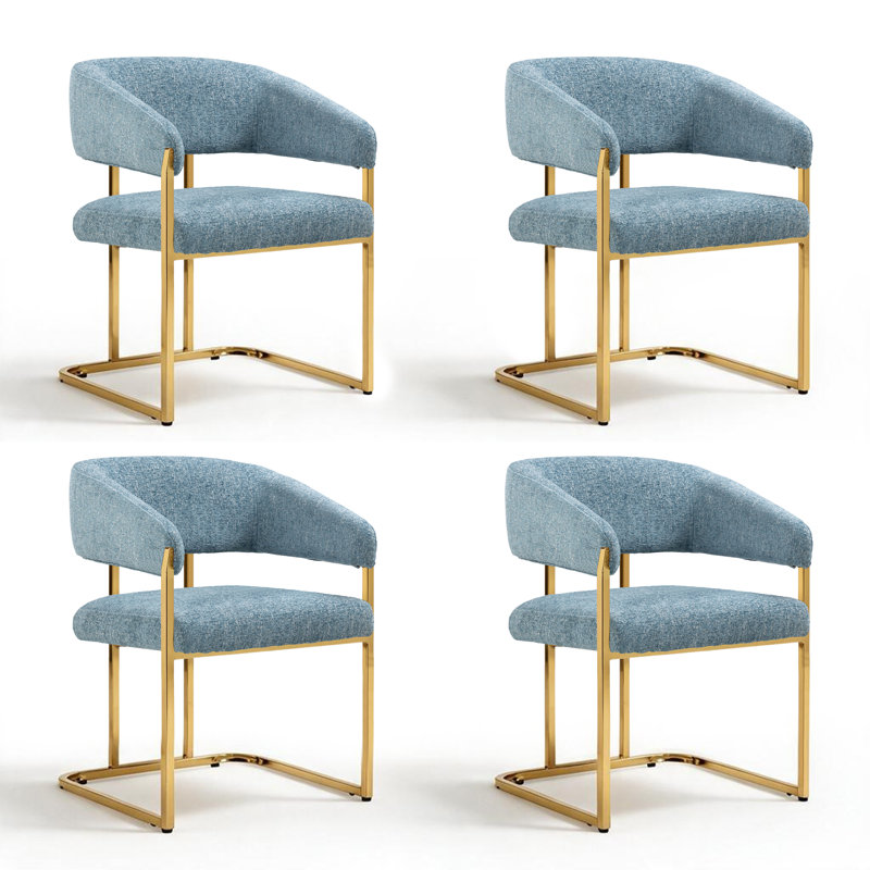 Chaise de salle à manger rembourrée avec cadre en métal moderne 22 po (bleu), Bleu