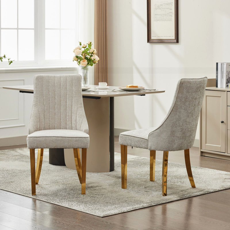 Chaises de salle à manger en rayonne, Beige