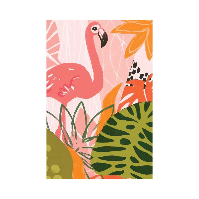 Jungle Flamingo II by June Erica Vess - Wrapped Canvas Print, 66.04 cm H x 45.72 cm W