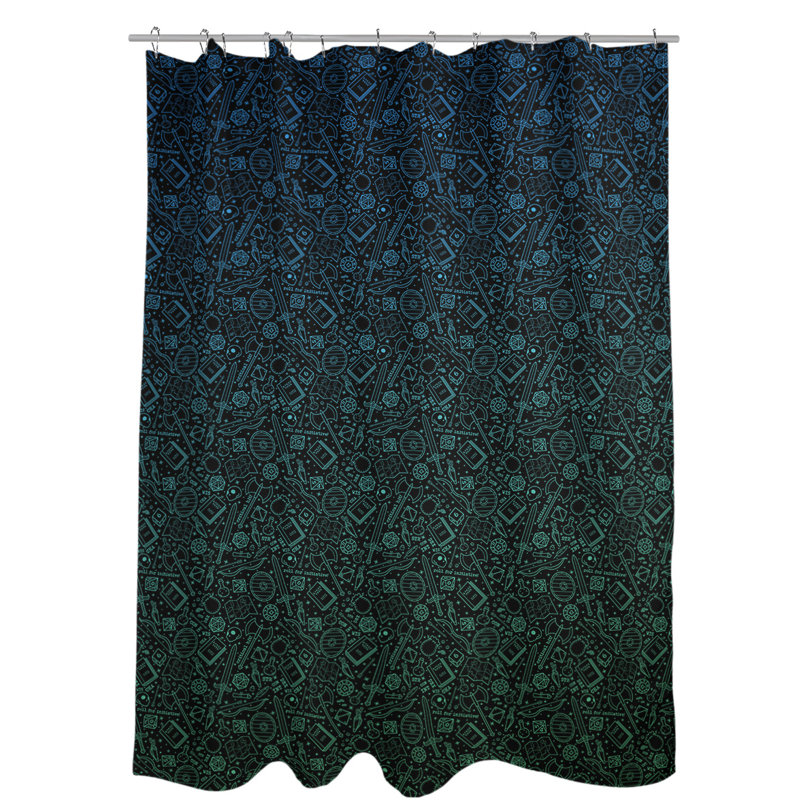 Rideau de douche simple classique RPG, Bleu / dégradé vert
