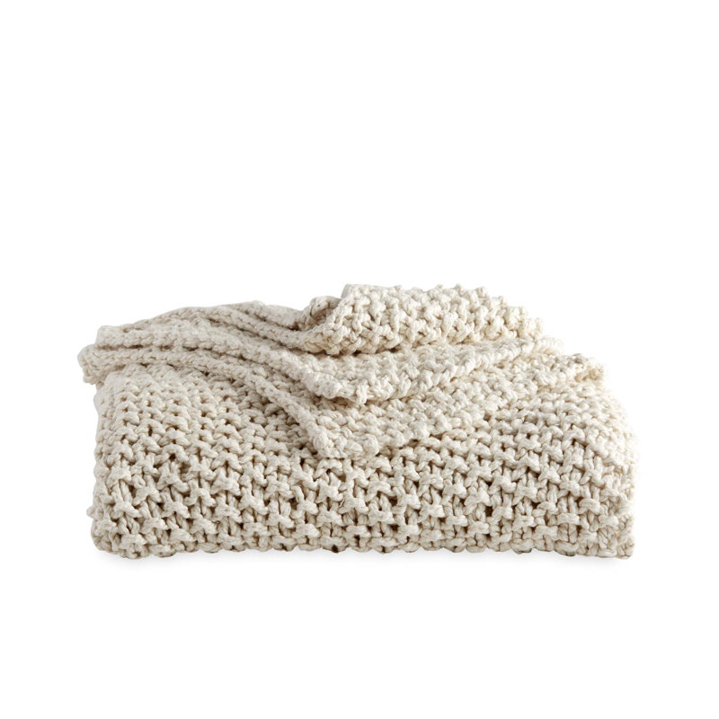 Jeté tricoté en coton Pure Chunky, l 50 po x L 60 po, Naturel