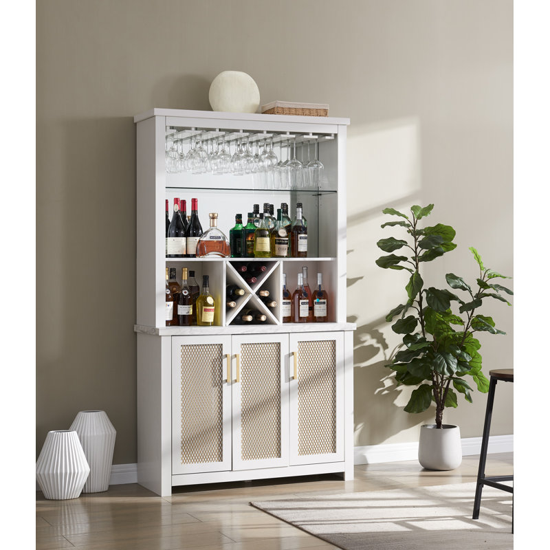 Armoire bar, Blanc / or