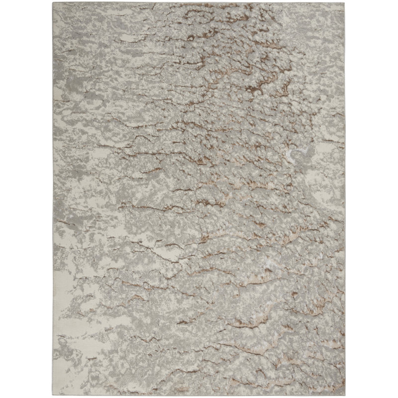 Abstract Machine Woven Rectangle 6' x 9' Polypropylene Area Rug in Ivory/Cream
