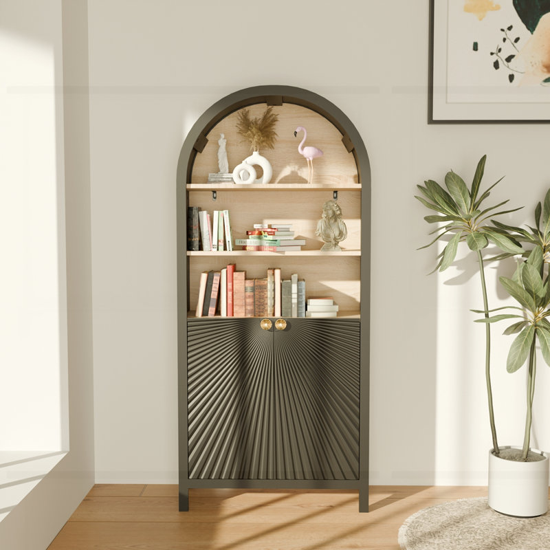 Bibliothèque Mid-Century moderne à 5 niveaux avec porte