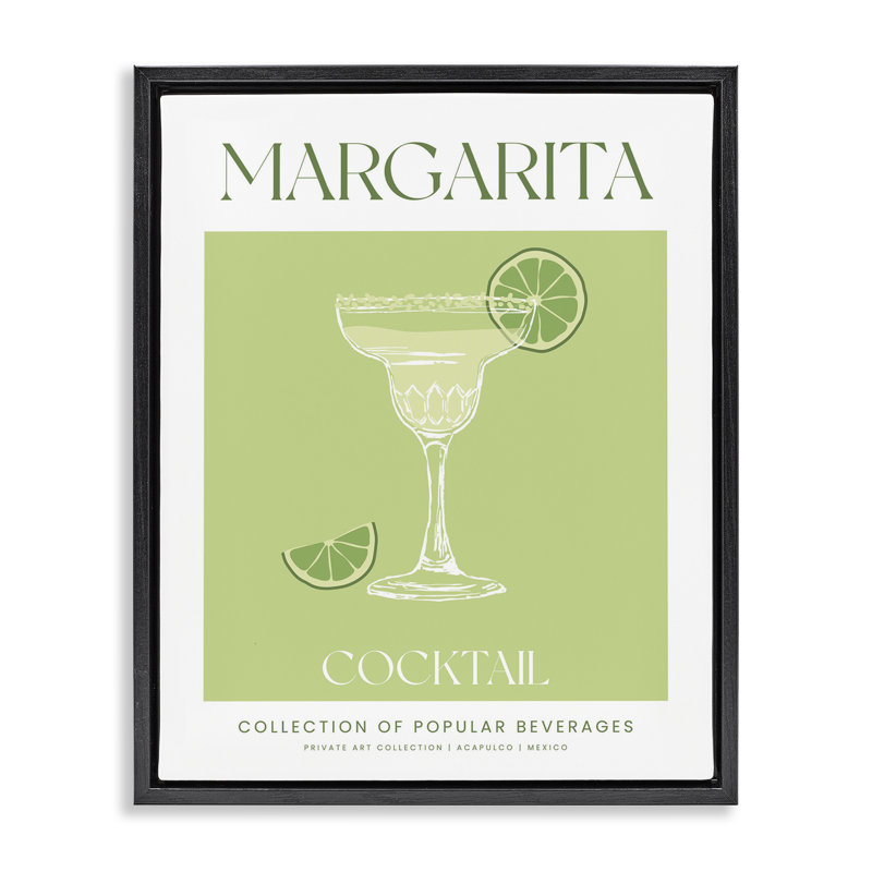 «Minimal Margarita Cocktail», art mural encadré flottant, H 21 po x l 17 po, Cadre flottant noir de jais
