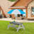 Versatile Wooden Kids Outdoor Activity Table with Umbrella and Multiple Functions