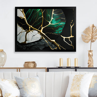 «Abstract Geode Gold II», art mural abstrait en marbre