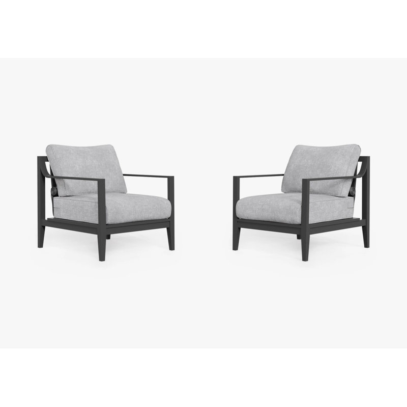 Charcoal Aluminum Outdoor Armchair Conversation Set, Pacific Fog Gray