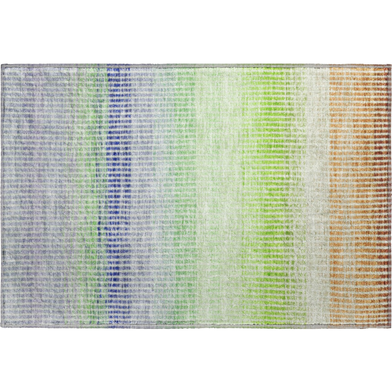Premium Machine Washable Mayfield AMF2313 Stripes Rug, Orange, 2'6" x 3'10"