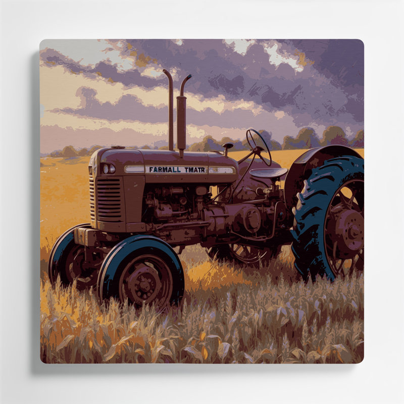 «Farm Farm Tractors», art mural en métal brun, H 32 po x l 32 po