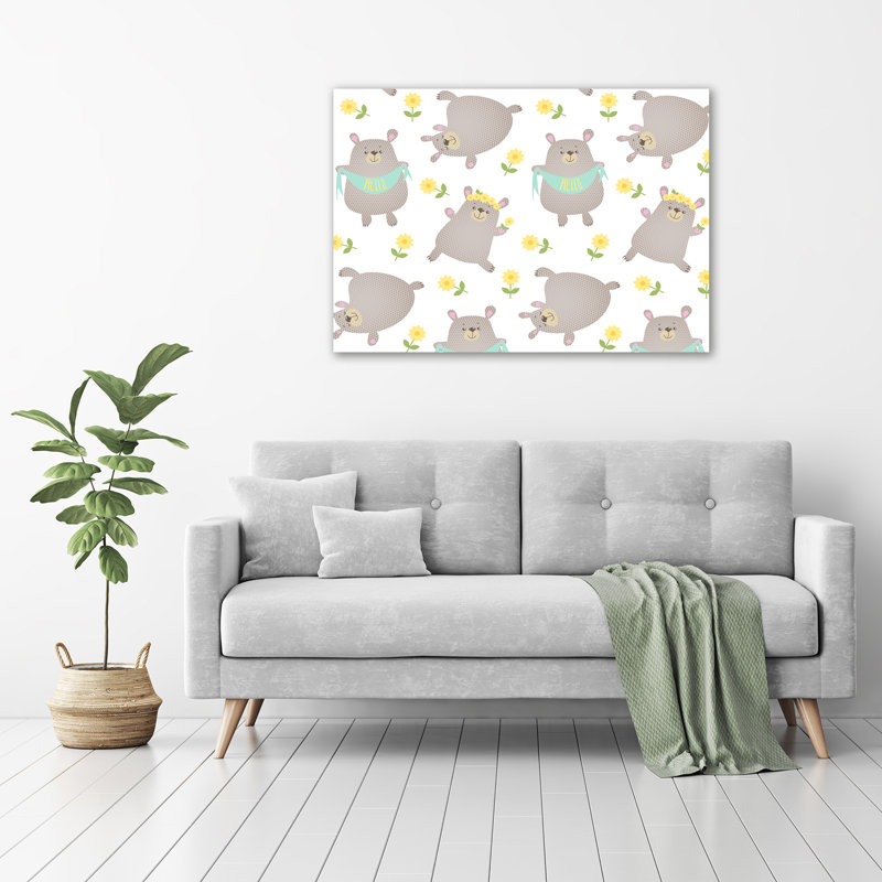 Teddy Bears Illustration - No Frame Print on Canvas