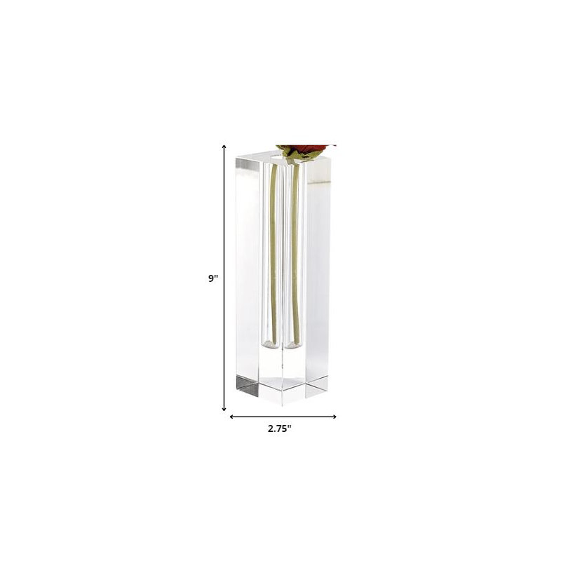 Crystal Table Vase, 8.75" H x 3" W x 3" D