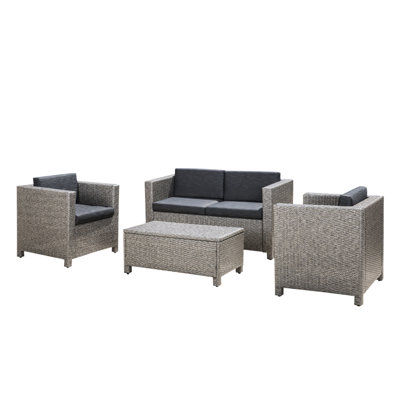 Backyard 4Pc Collection With Iron Frame, And Cushions Entertainment : , Chairs, Table Water- Foam