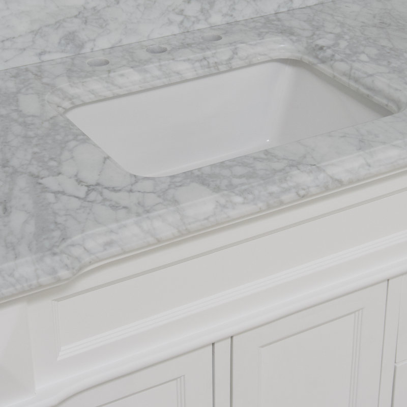 Ensemble de meuble-lavabo simple 42 po Ensa, Blanc, Marbre de Carrare
