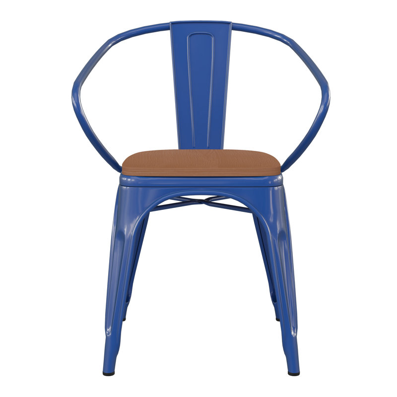 Chaise empilable Briceidy, Teck, Bleu