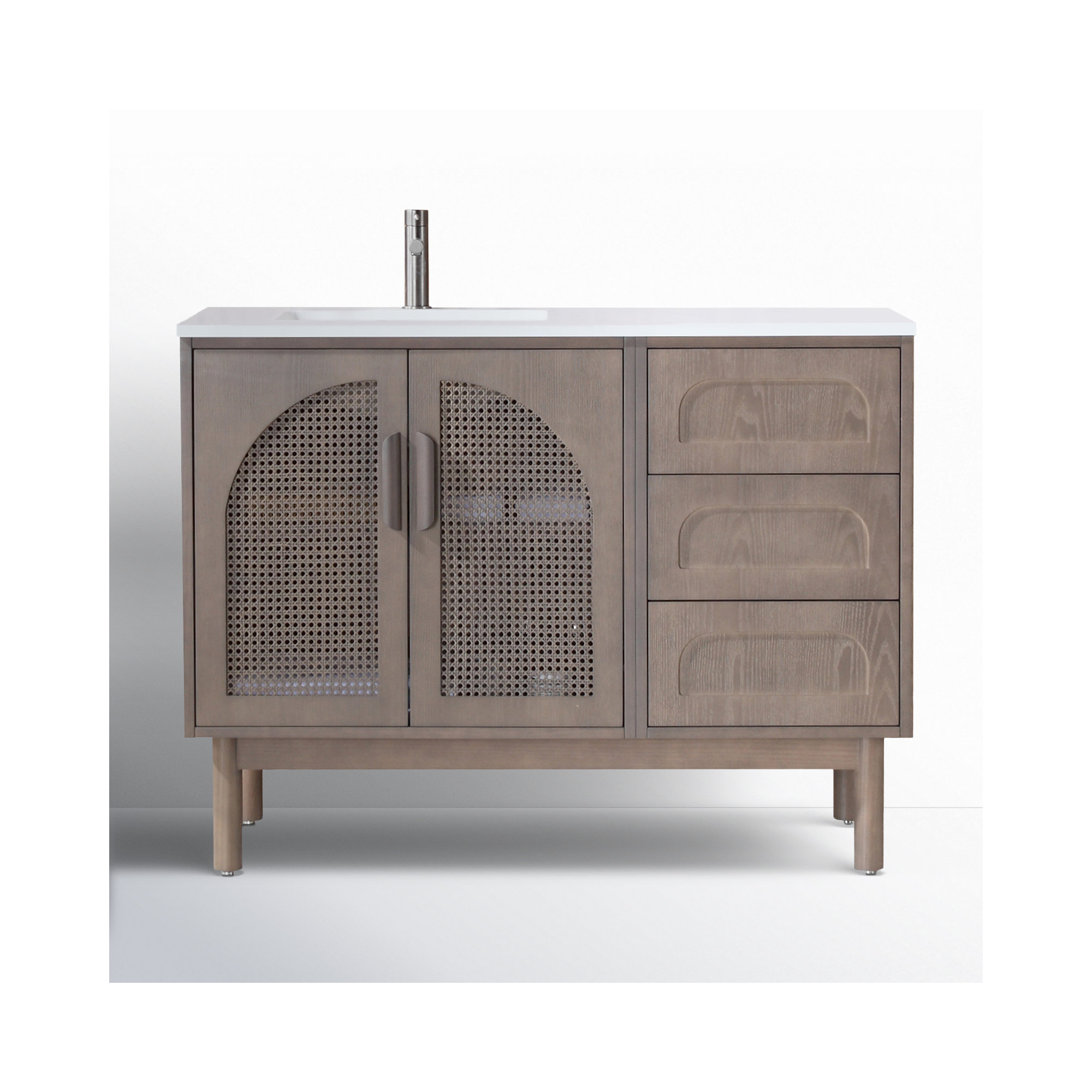 Emir 47.24'' Single Bathroom Vanity with Quartz Top, Chestnut Oak