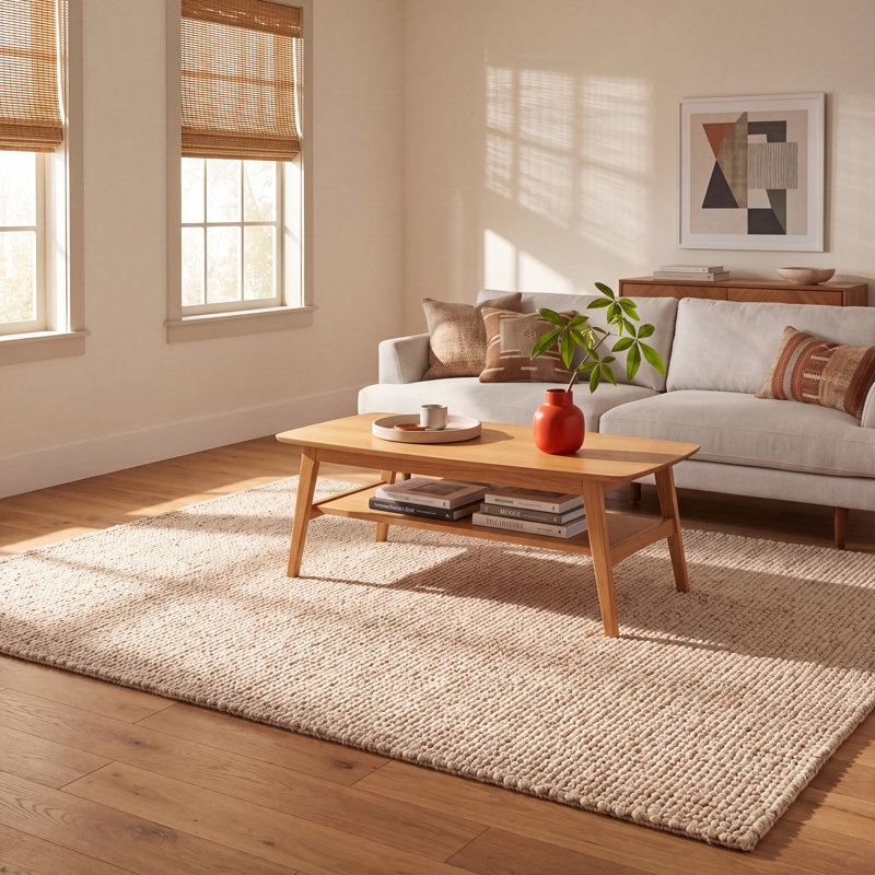 Hero Handwoven Flatweave Ivory Area Rug, Rectangle 5' x 7'6"