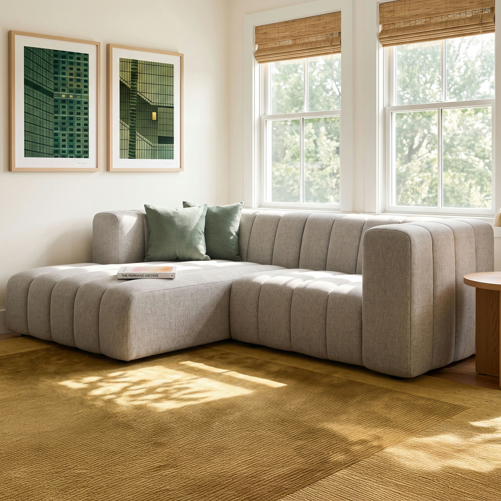 Bowry Sofa and Chaise, Left Hand Facing, Gray Polyester