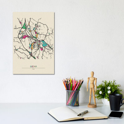 Carte de Sienne, Italie par - Giclée sur toile tendue avec châssis