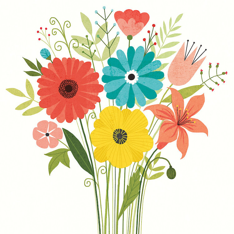 « seaside bouquet iii », reproduction d’impression sur toile, H 37 po x l 37 po x P 1,5 po, Toile tendue, Pas de tapis