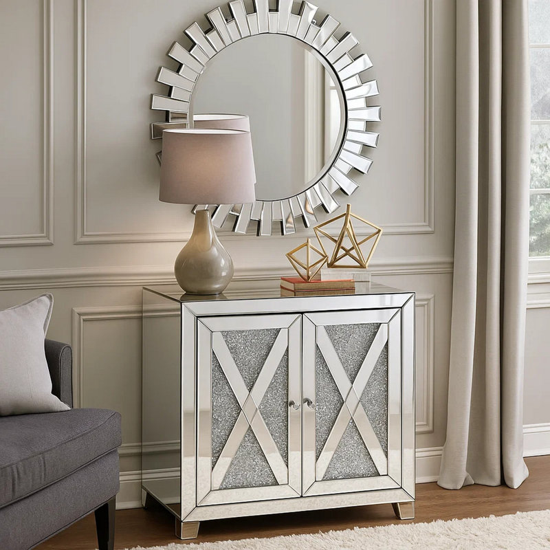 Armoire d’appoint à miroir 2 portes Remsen