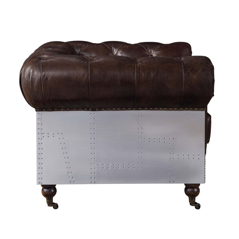 Chesterfield Vintage Brown Top Grain Leather Accent Chair