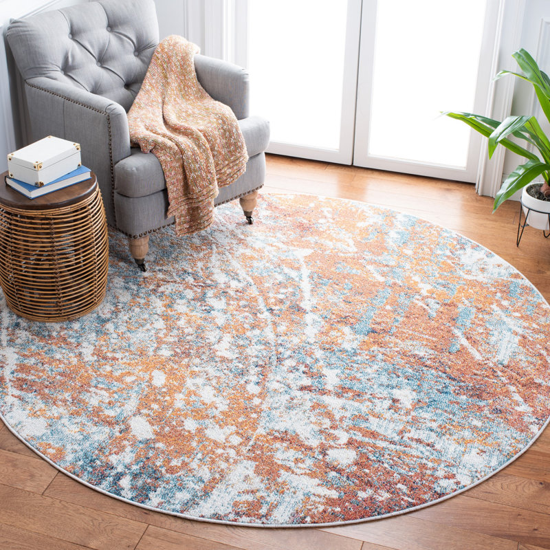 Crystal Performance Abstract Rug, Round 6'7"