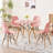 5 Piece Round Dining Table  Set for 4, 35.5" Kitchen Table with Chairs, Pink-32835133-32835210-19293705