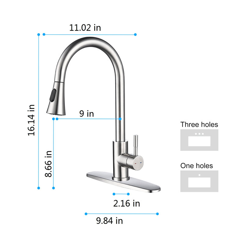 Pull Out Spray Kitchen Faucet, Brushed Nickel Embellished, Stainless Steel Composed, 360 Rotating Nozzle, Single Handle For Convenient Water Flow Management Faucet With Head, Constructed, Nozzle