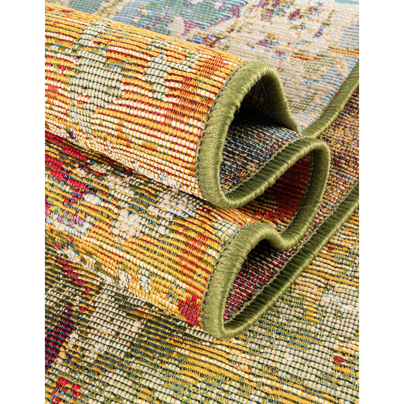 Trona Abstract Multi Indoor / Outdoor Area Rug, Octagon 4'1" x 4'1"