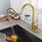 Touch Kitchen Faucet With Pull Down - 360-Degree Rotating, Single Handle Control For Water Temperature And Flow Rate, Rust, Gold Stainless Steel, 15.92 In. Depth, 10.22 Width, 9.12 Height, 4.61 Lb-1963770587