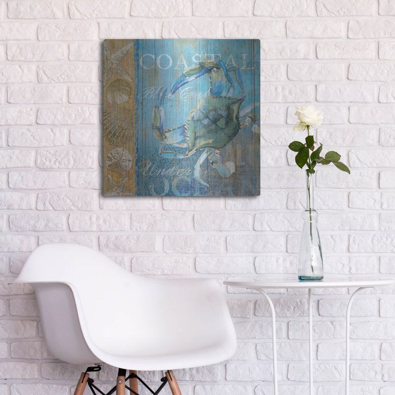  «Crab And Sea» par Art Licensing Studio, art mural en métal, 24 po x 24 po, H 24 po x l 24 po